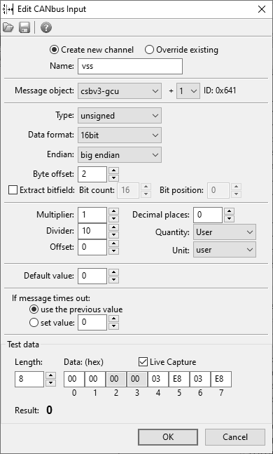 CAN input — calculated VSS