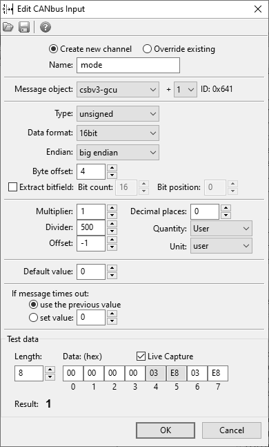 CAN input — mode